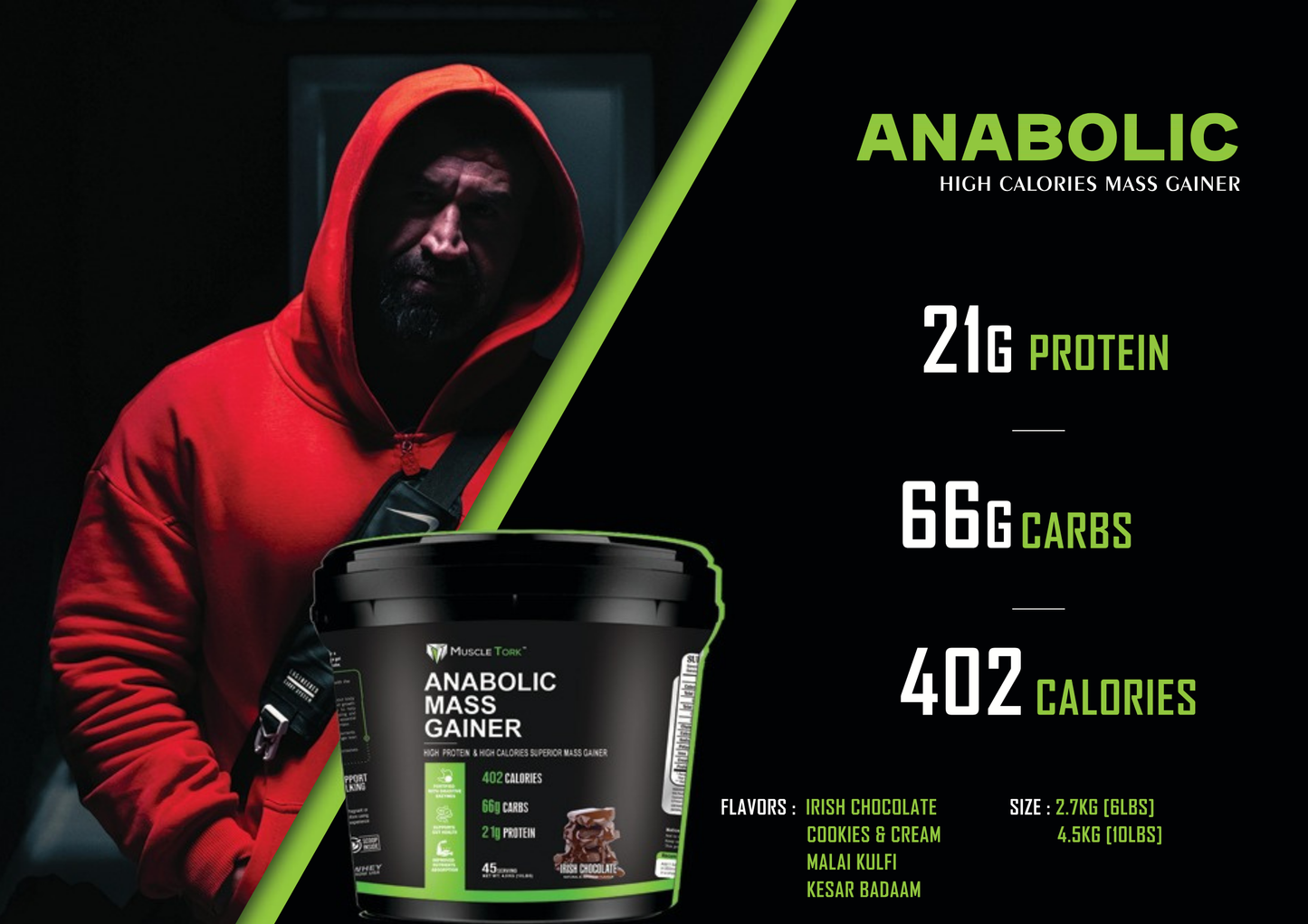 MuscleTork Anabolic Mass Gainer High Protein High Calories Superior Mass Gainer Powder