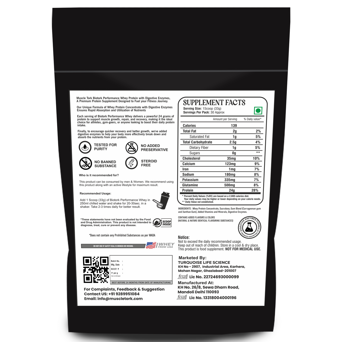 MuscleTork BioTork Performance Whey Protein With Digestive Enzymes
