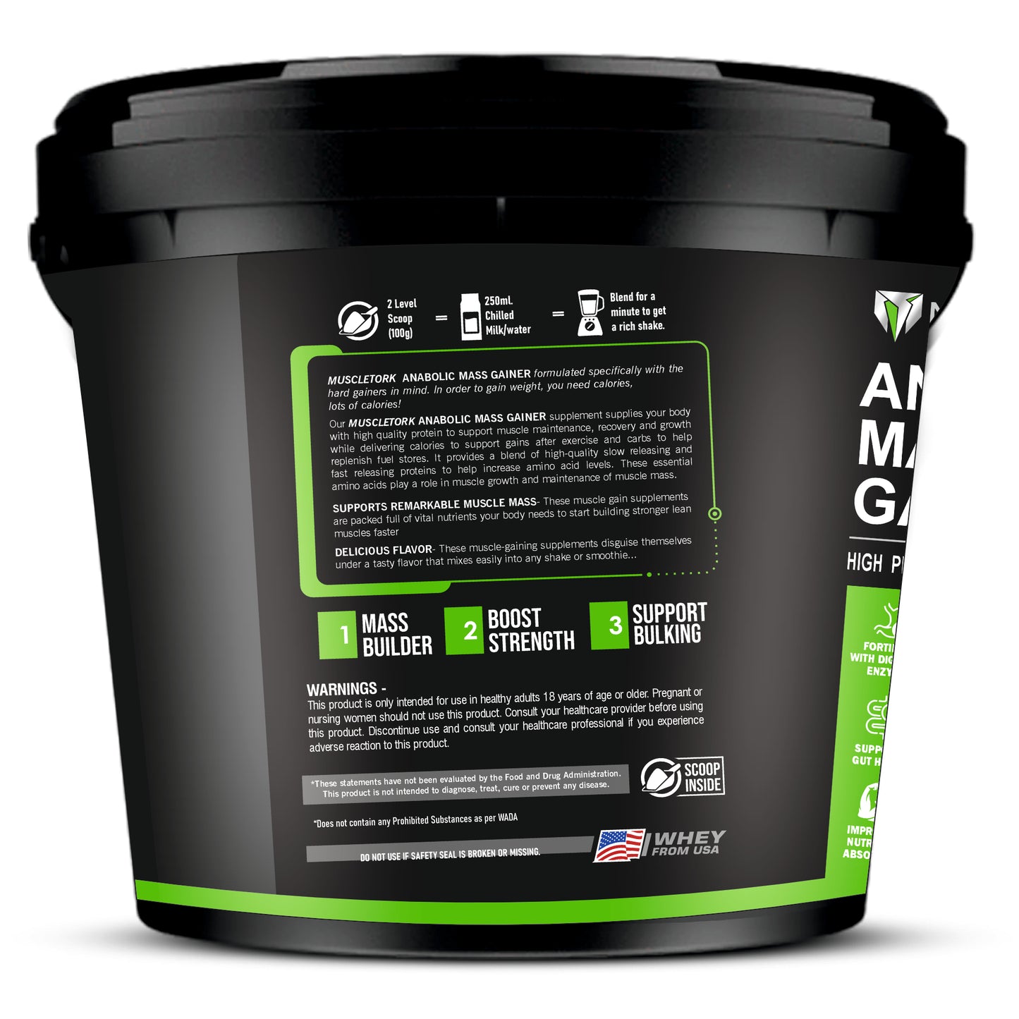 MuscleTork Anabolic Mass Gainer High Protein High Calories Superior Mass Gainer Powder