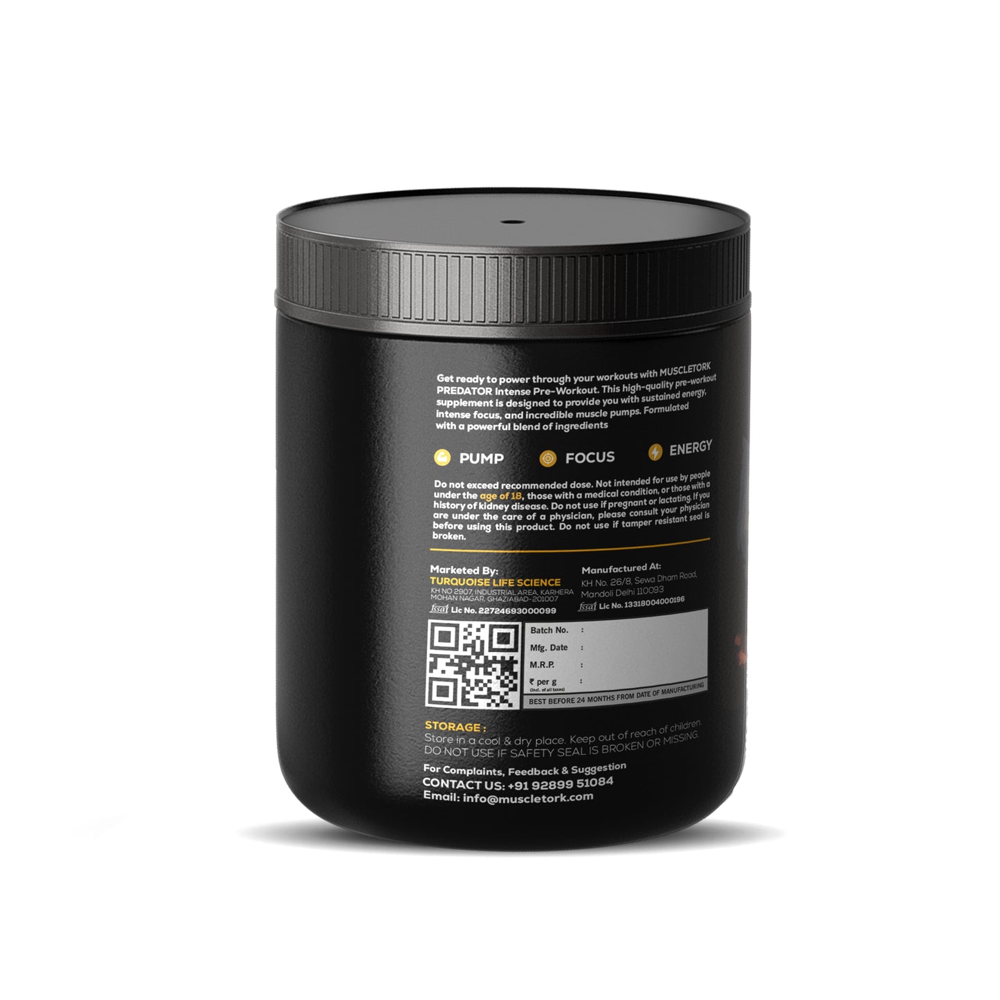 MuscleTork Predator Intense Pre-Workout, 300g, 60 Servings