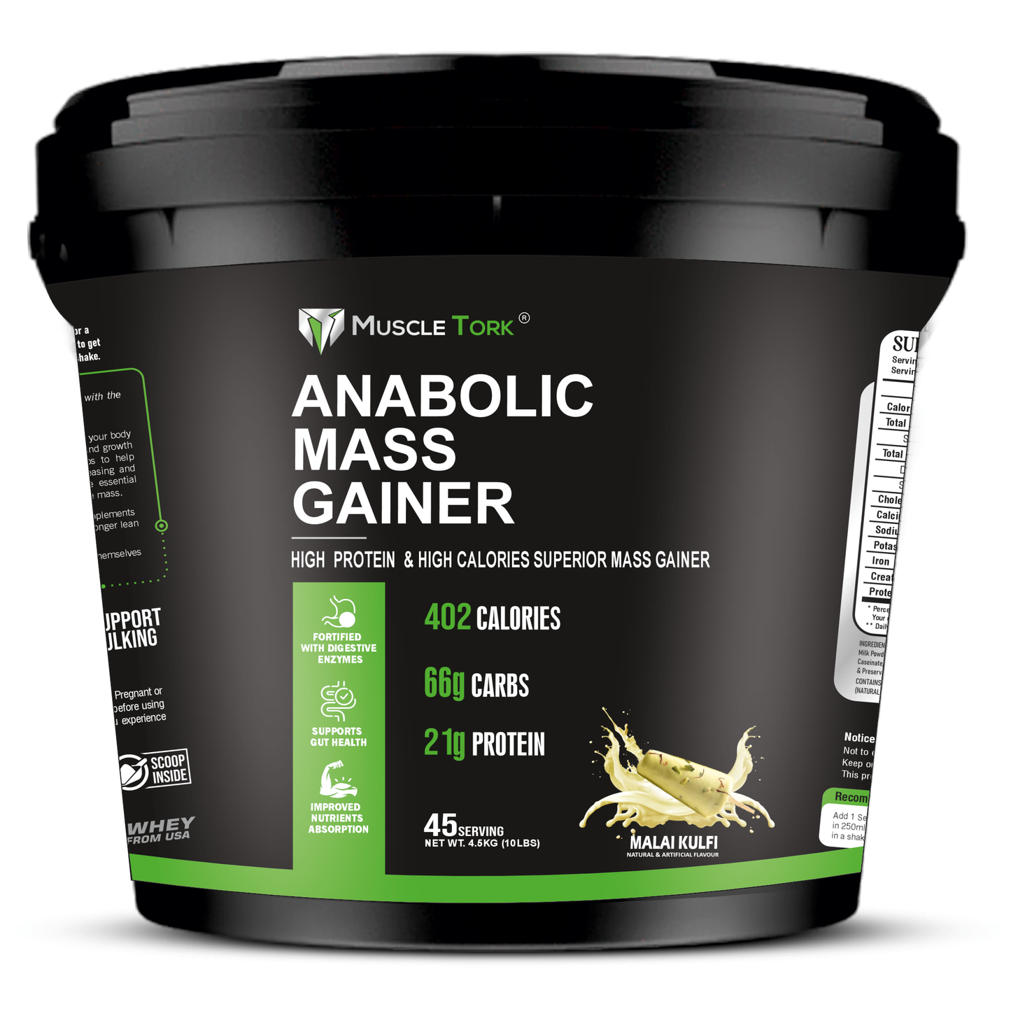 MuscleTork Anabolic Mass Gainer High Protein High Calories Superior Mass Gainer Powder