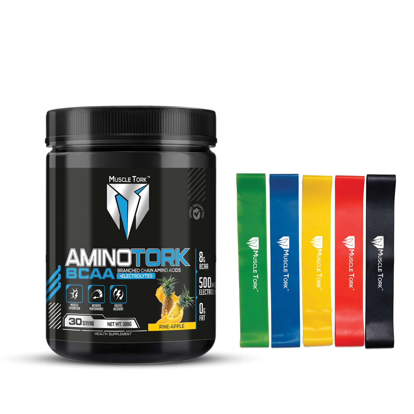 MuscleTork AminoTork Pure BCAA with Electrolytes, 300g, 30 Servings