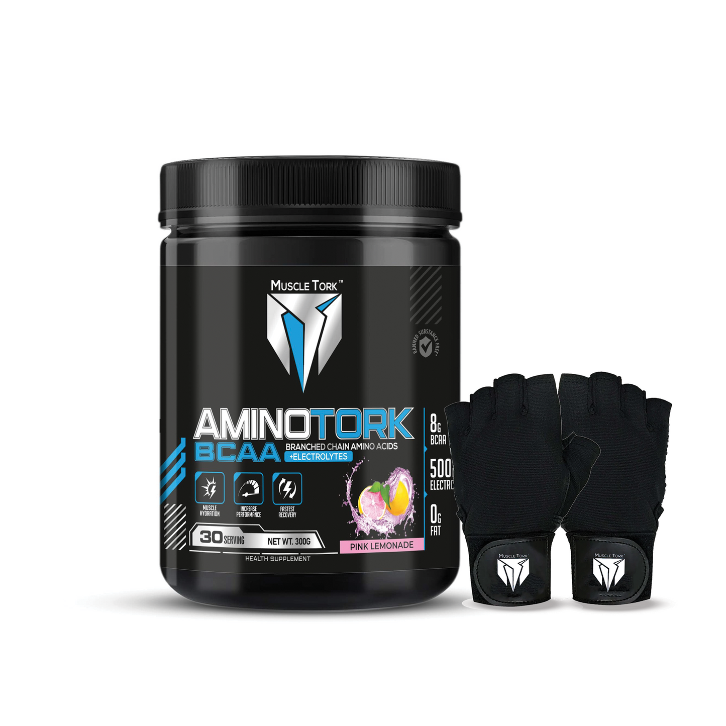 MuscleTork AminoTork Pure BCAA with Electrolytes, 300g, 30 Servings