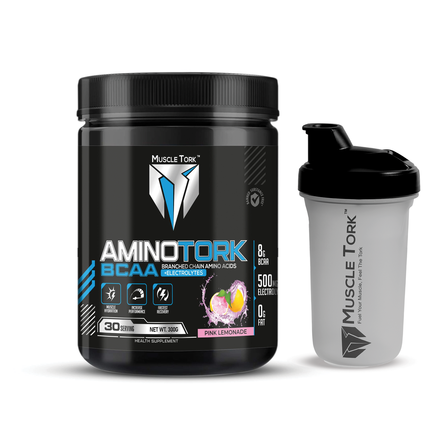 MuscleTork AminoTork Pure BCAA with Electrolytes, 300g, 30 Servings