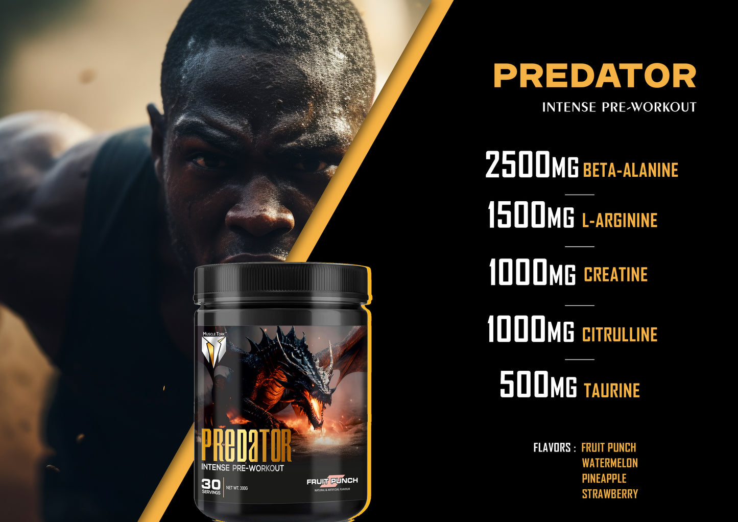 MuscleTork Predator Intense Pre-Workout, 300g, 30 Servings