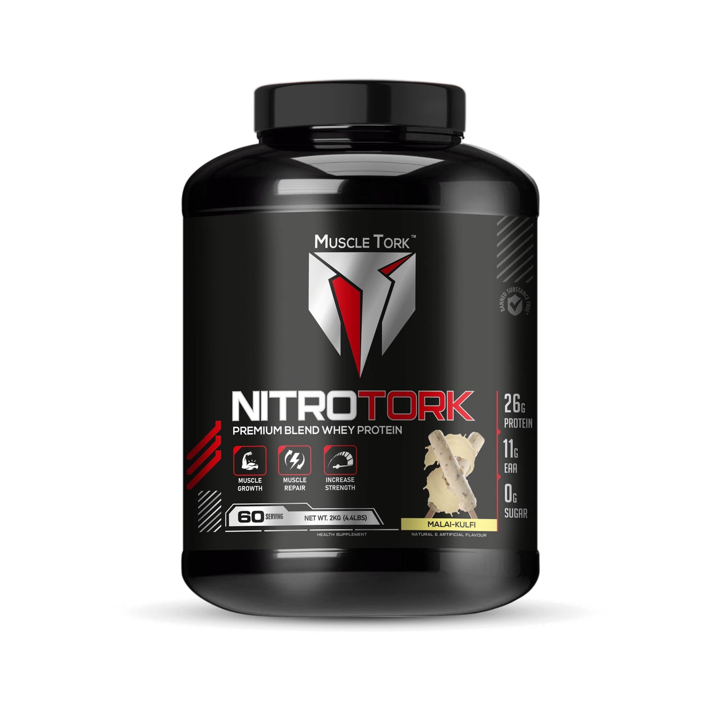 MuscleTork NitroTork Whey Protein Blend, 2 kg (4.4 lbs), 60 Servings