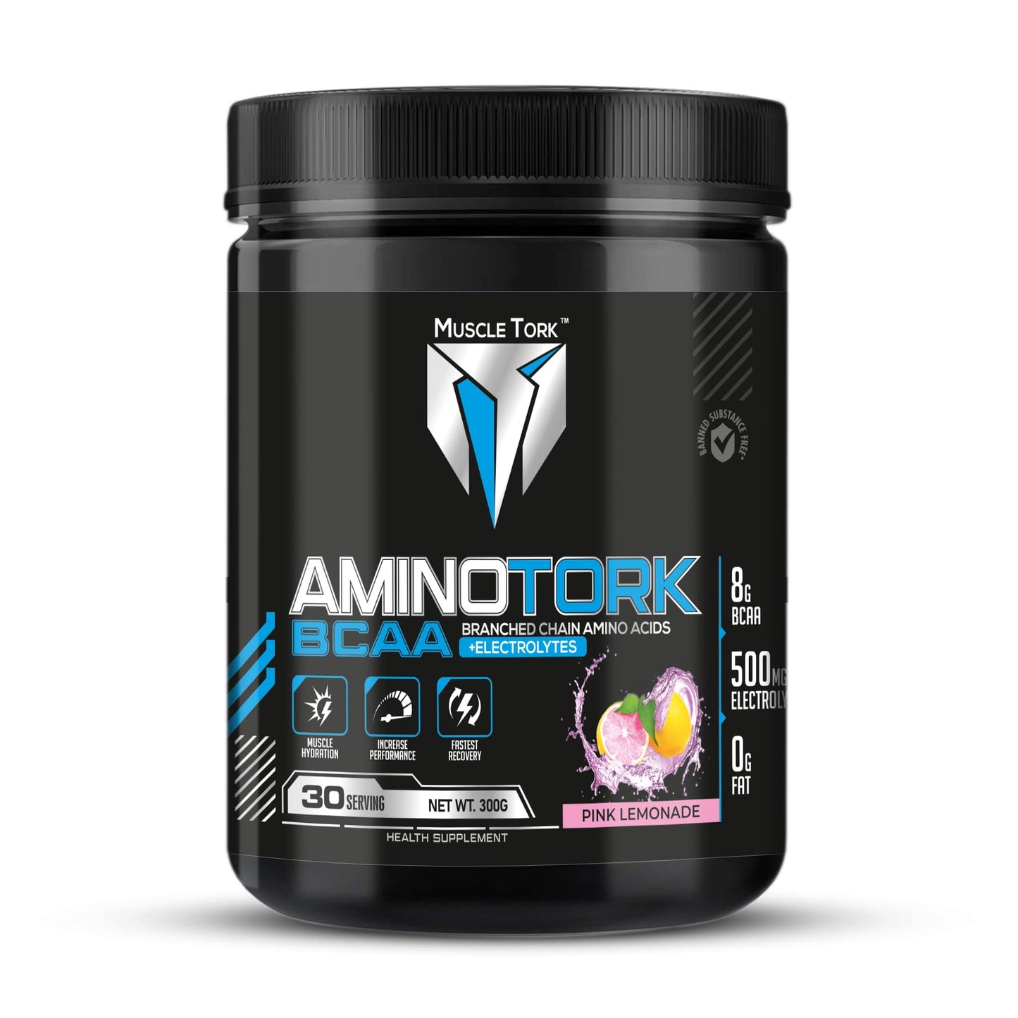 MuscleTork AminoTork Pure BCAA with Electrolytes, 300g, 30 Servings