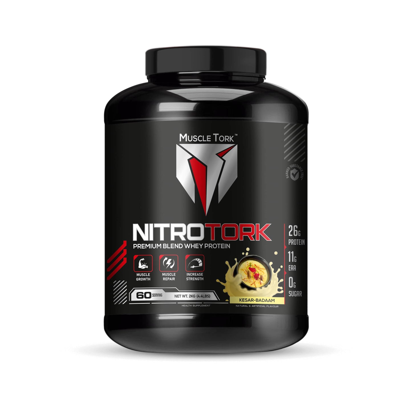 MuscleTork NitroTork Whey Protein Blend, 2 kg (4.4 lbs), 60 Servings