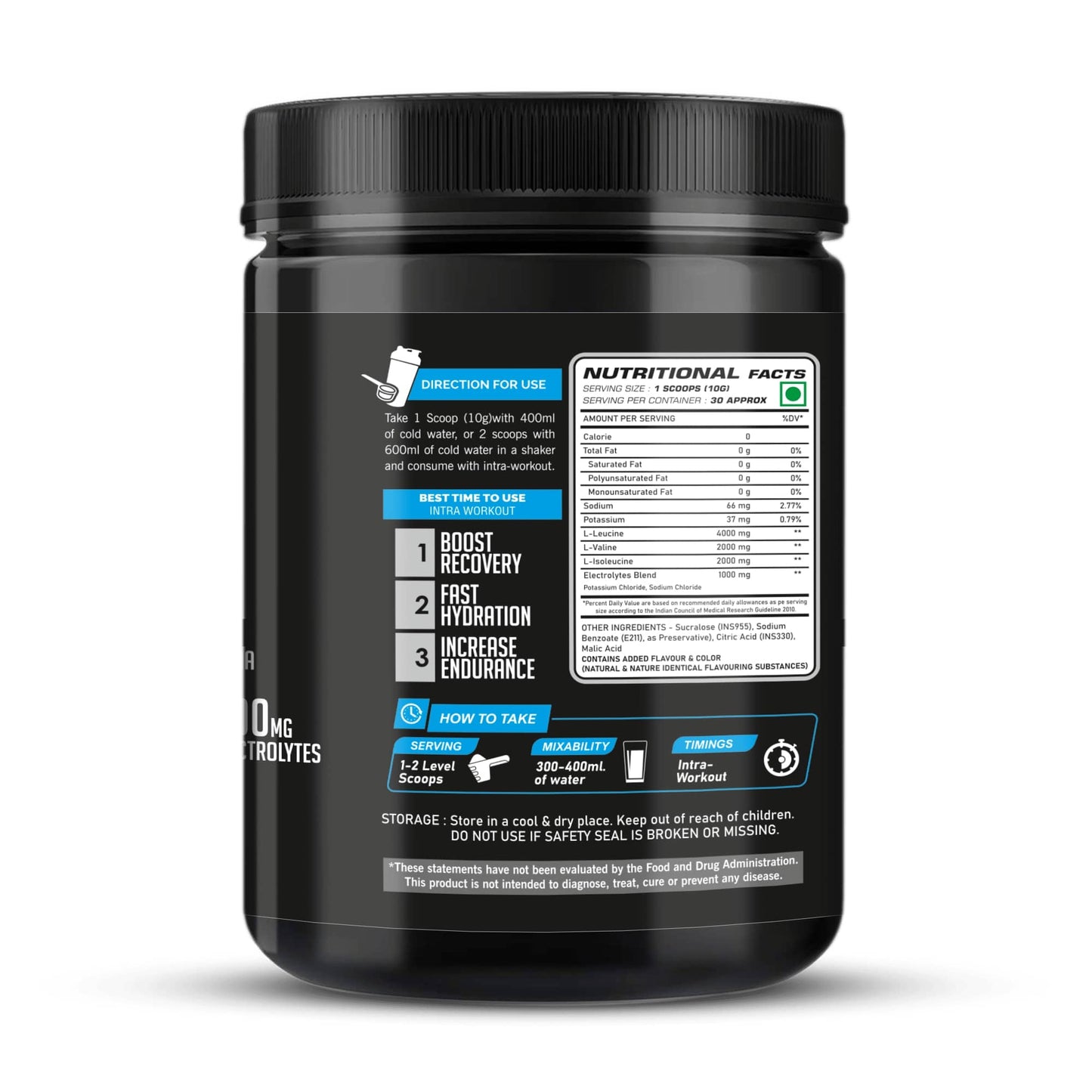 MuscleTork AminoTork Pure BCAA with Electrolytes, 300g, 30 Servings