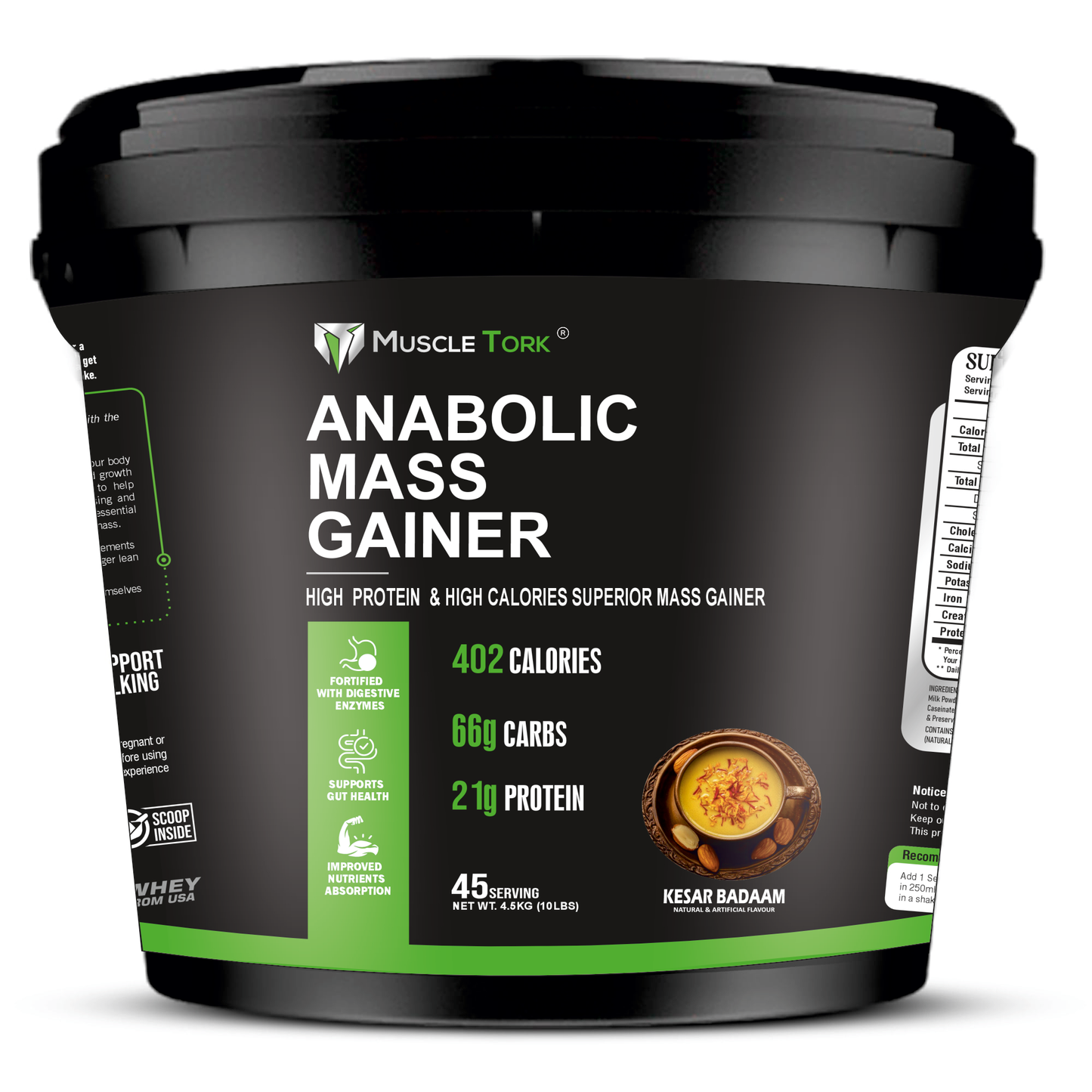 MuscleTork Anabolic Mass Gainer High Protein High Calories Superior Mass Gainer Powder